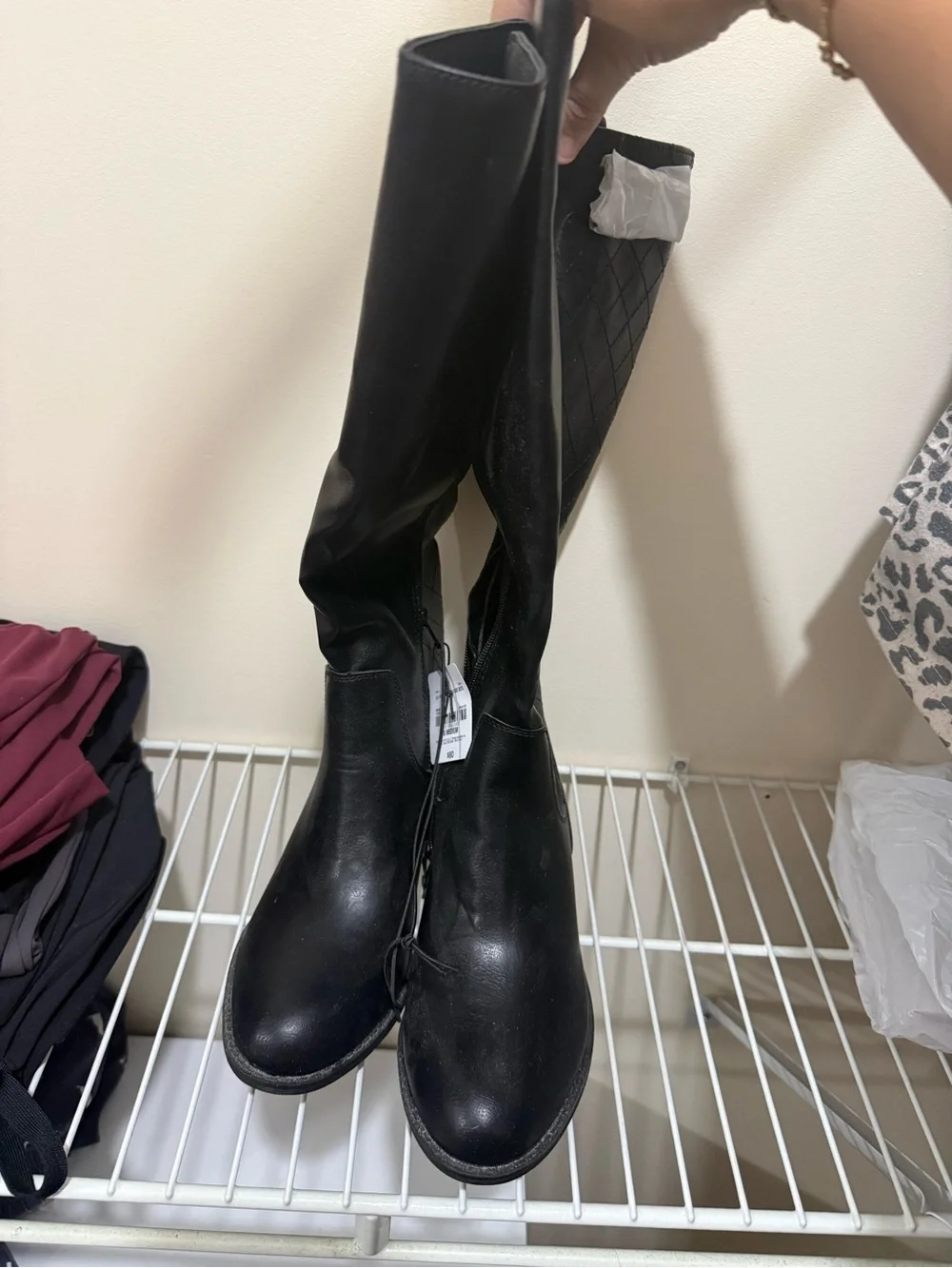 St. John's Bay Black Over-the-Knee Quilted-Panel Boots
